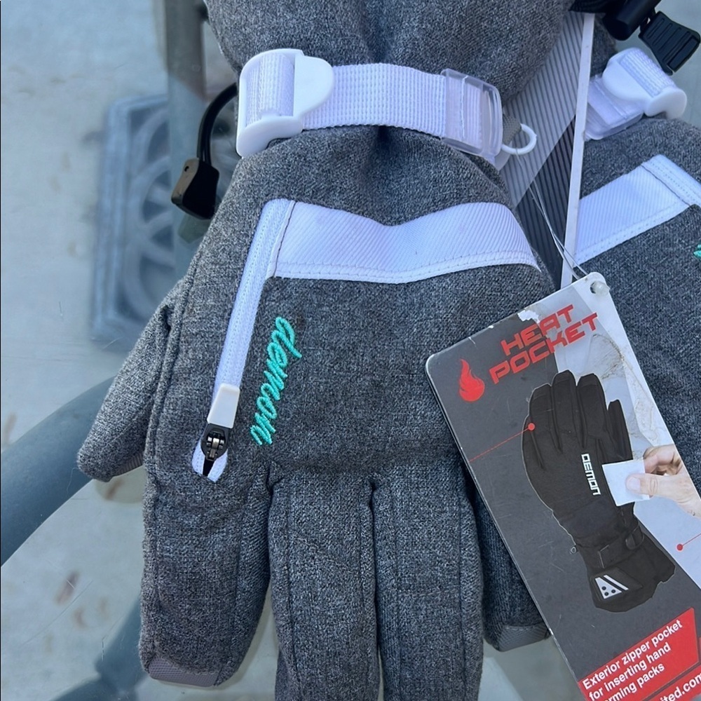 Gray Waterproof Snow Gloves View 3